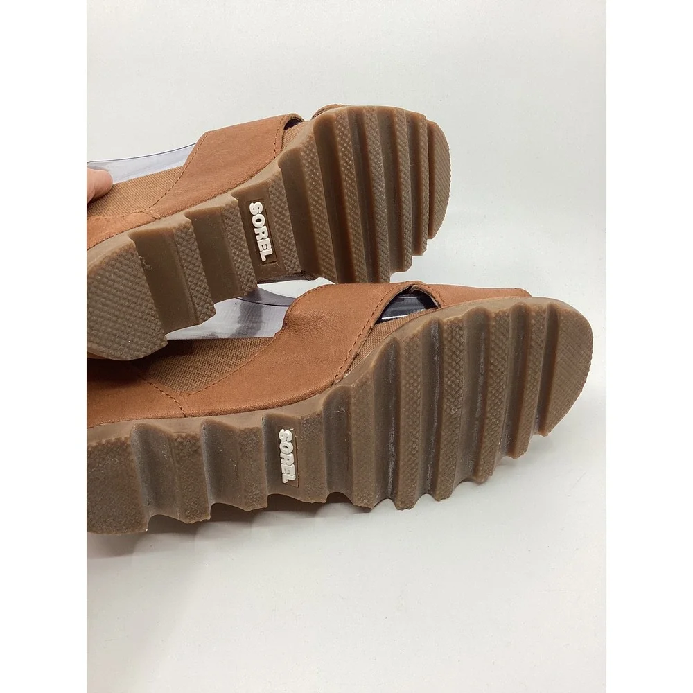 Sorel Joanie II Ankle Strap Wedge Sandals Brown Leather NL2832-224 Womens Size 8